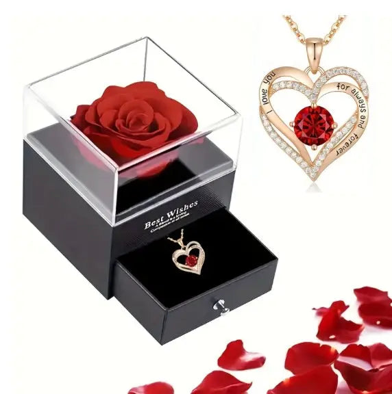 Coffret rose & collier
